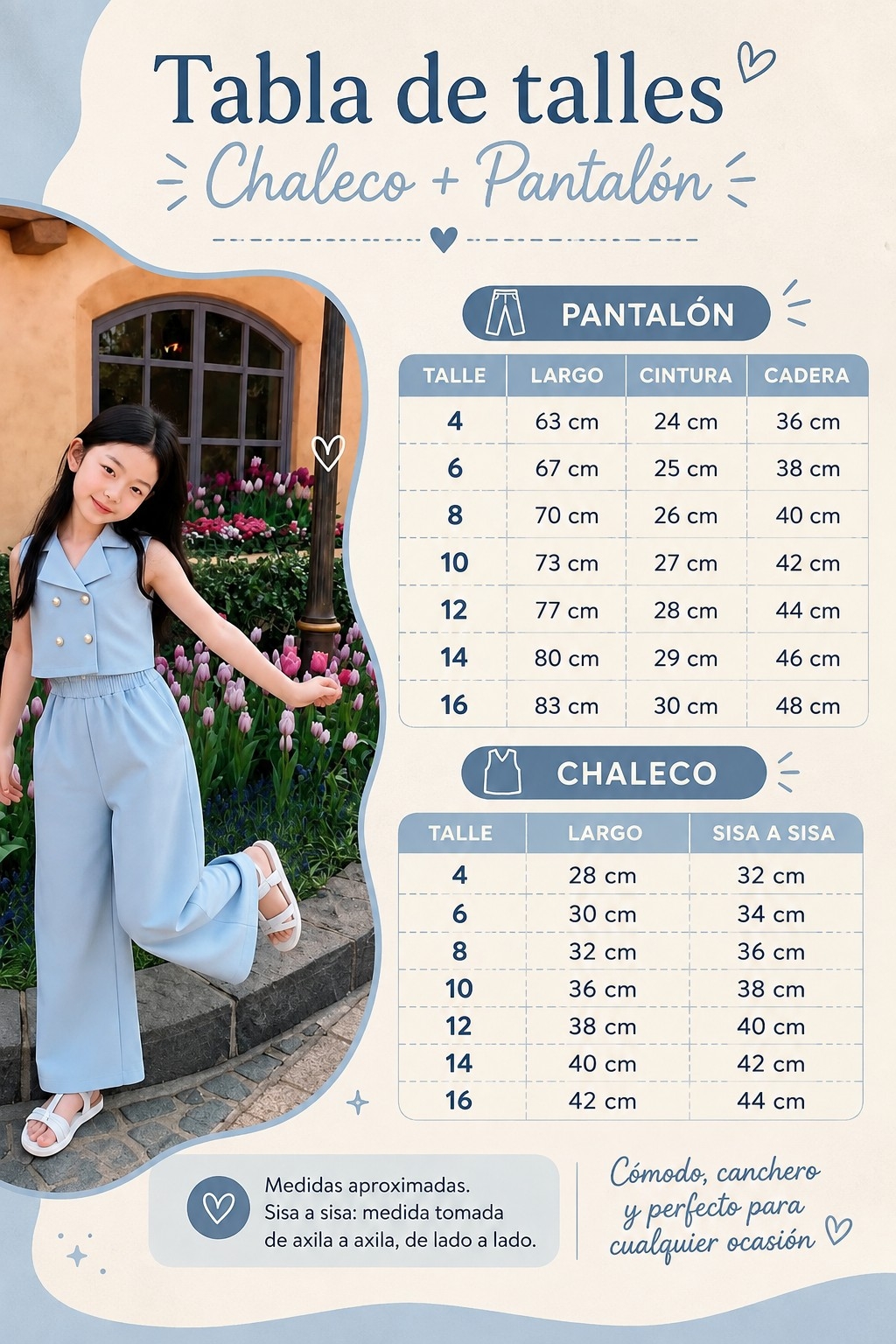 Conjunto Sastrero de Nena Chaleco y Pantalon - Imagen 3