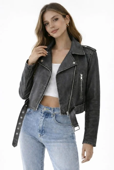 Campera Cuero Gris