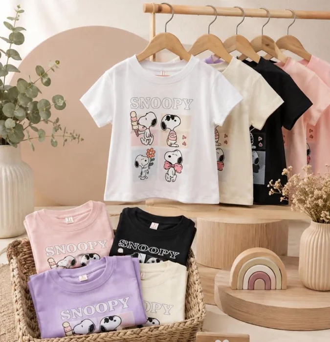 Remera Algodón Peinado Snoopy