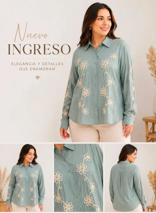 Camisa de Lino Bordada 7152
