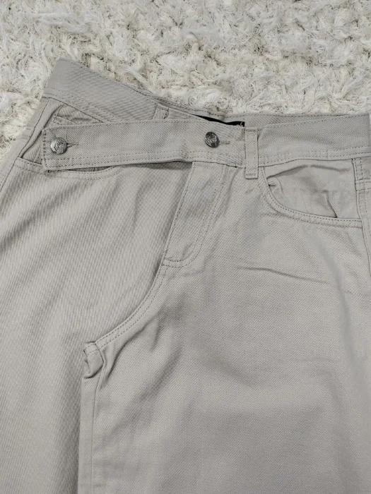 Jeans Baggy Beige Doble Botón