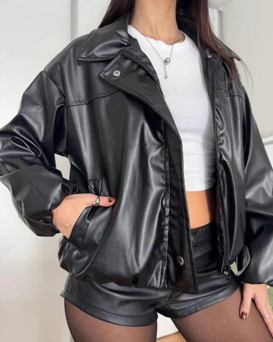 Bomber Eco Cuero Oversize