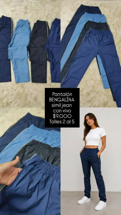 Pantalón de Bengalina con Vivo Simil Jean