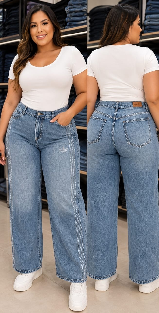Wide Leg Tres Lineas C/ Strass Curvy - Imagen 2