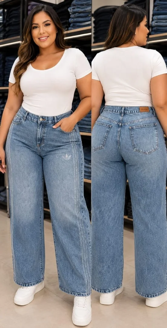 Wide Leg Tres Lineas C/ Strass Curvy - Imagen 3