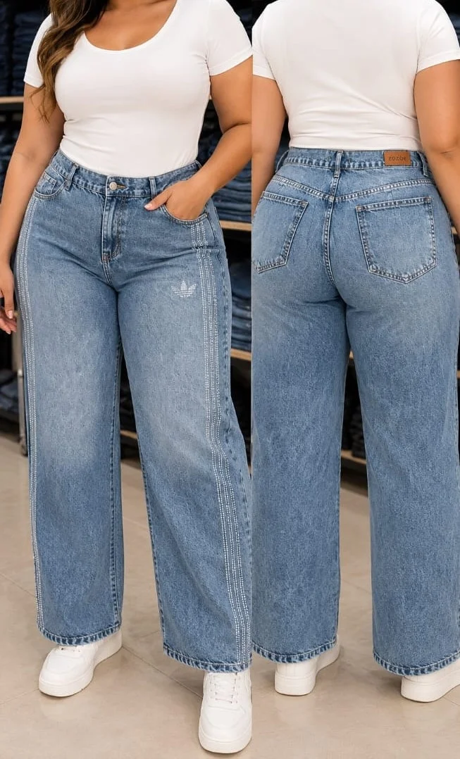 Wide Leg Tres Lineas C/ Strass Curvy - Imagen 3