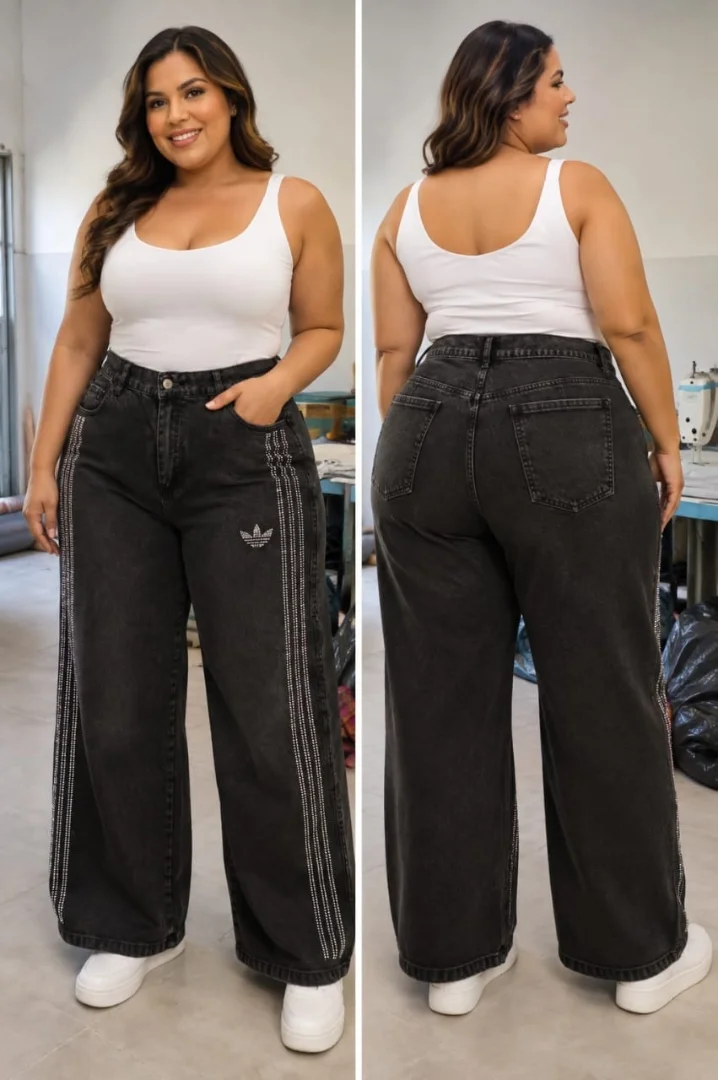 Wide Leg Tres Lineas C/ Strass Curvy - Imagen 1