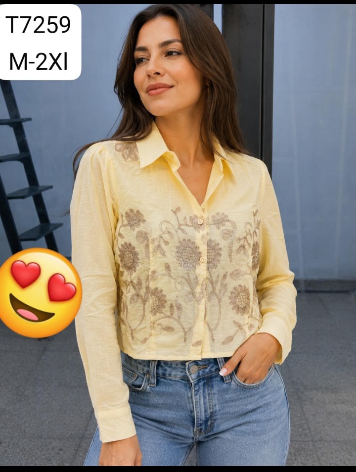 Camisa Bordada Corta - Imagen 2