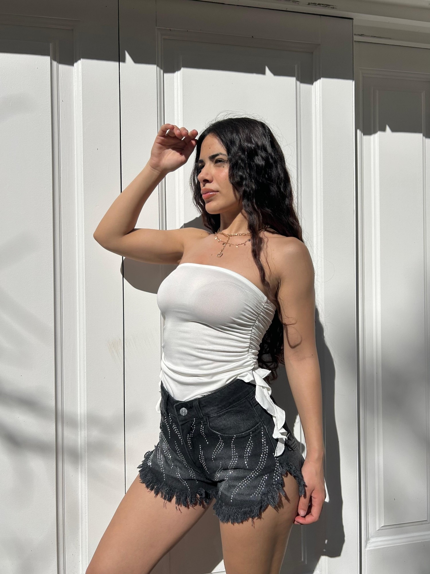 Short Mom Ara  con Brillo Color Gris  Son Rigidos - Imagen 4