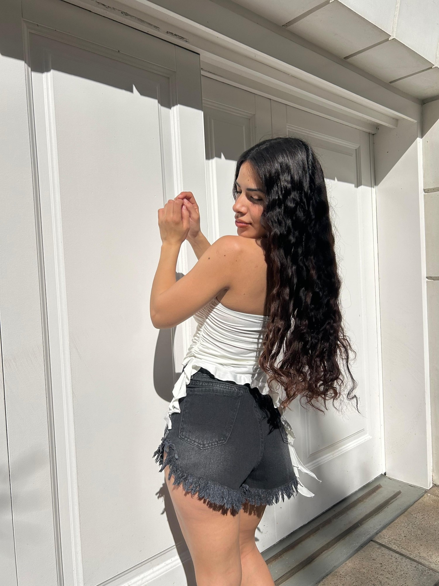 Short Mom Ara  con Brillo Color Gris  Son Rigidos - Imagen 5