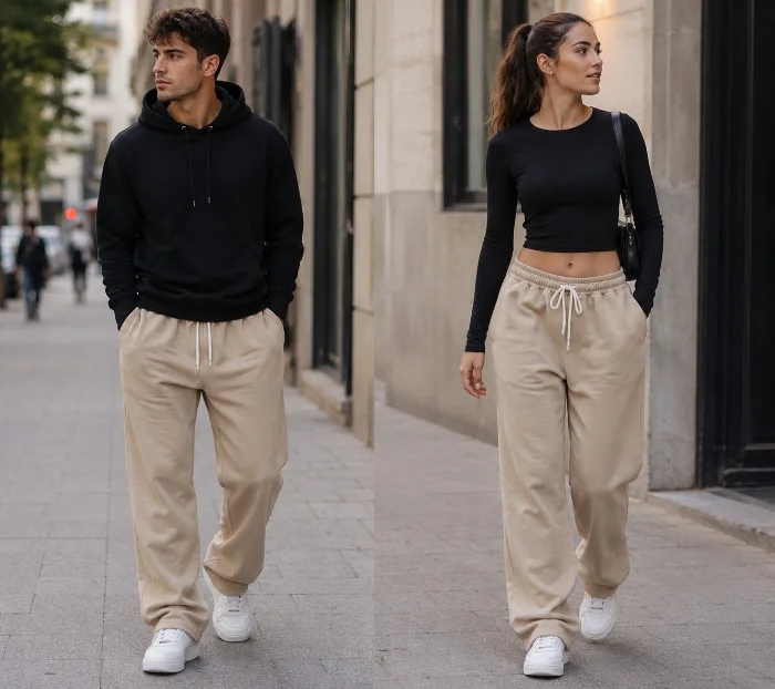 Jogging Baggy con Regulador Rústico Pesado Peinado