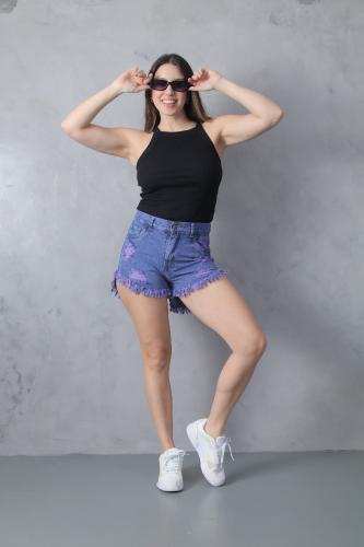 Short Playero Violeta con Rotura