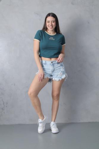 Short Playero Nevado Celeste con Rotura