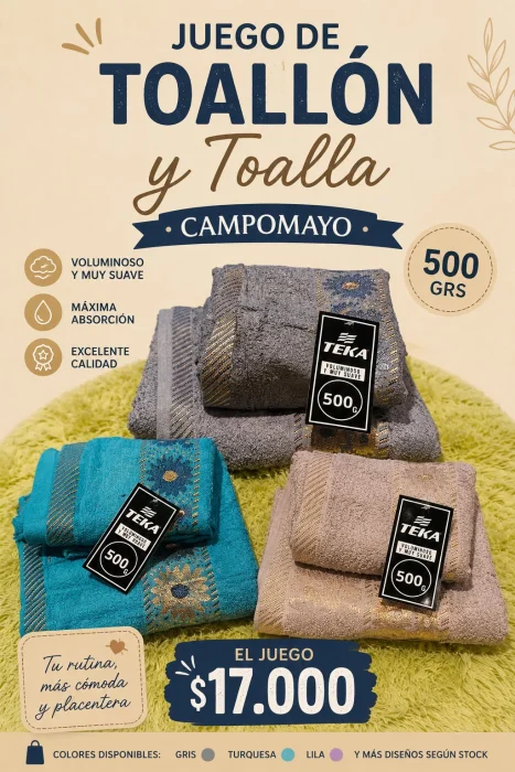 Juego de Toallas y Toallones 500 Gls