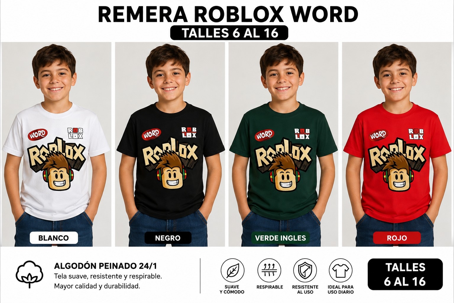 Remeras de Niño Jersey Peinado 24/1 - Imagen 2