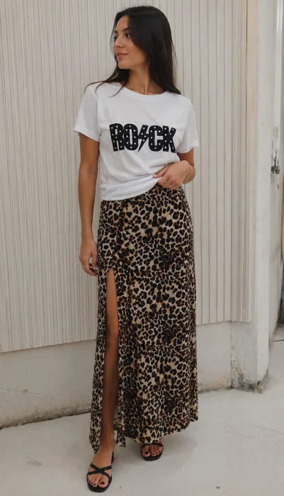 Falda con Tajo Print