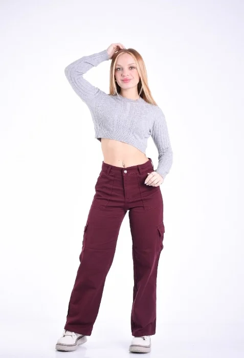 Wide Leg Bordo Elastizado