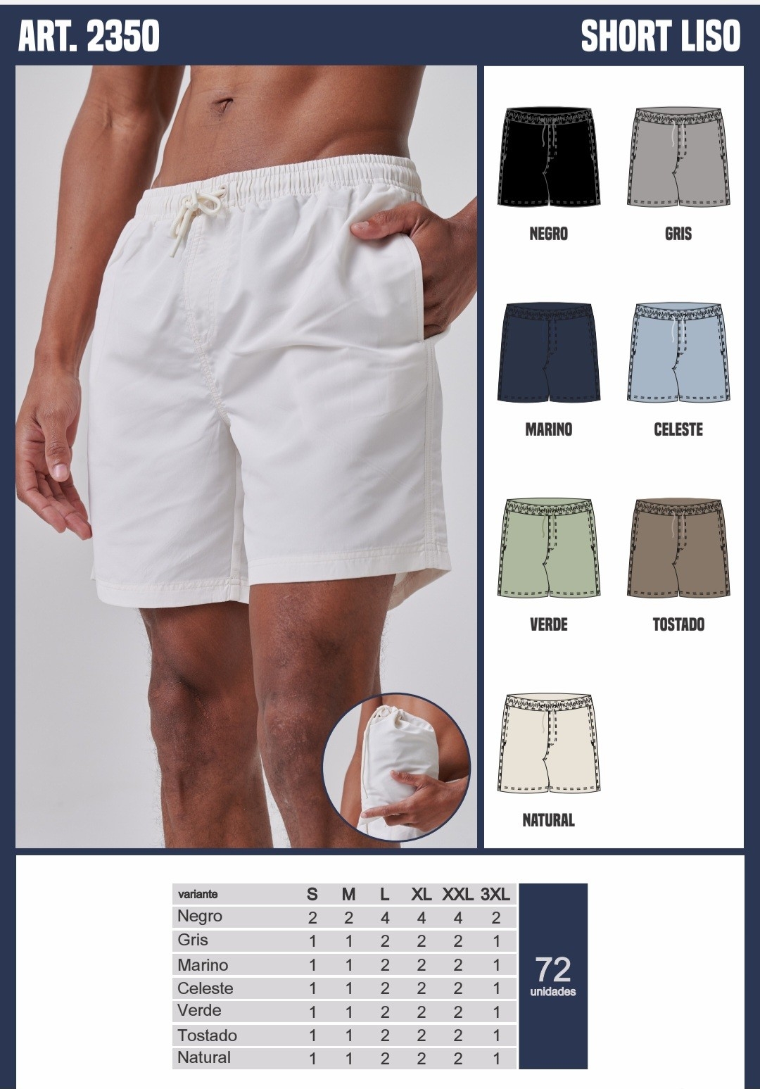 Short de Baño Liso - Imagen 3