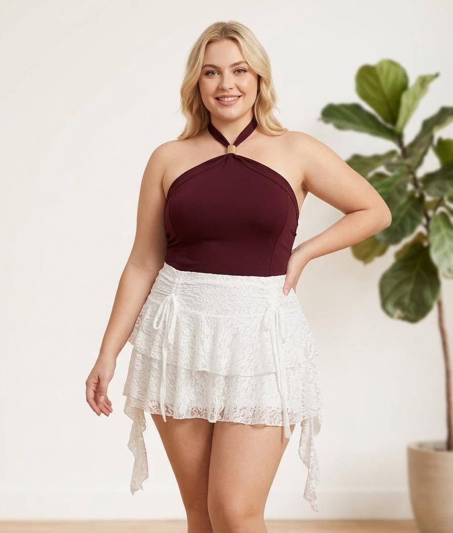 Mini con Short, Frunce, 2 Volados y 2 Voladitos - 760620615_2426595911164458_8341717979785664479_n.jpg