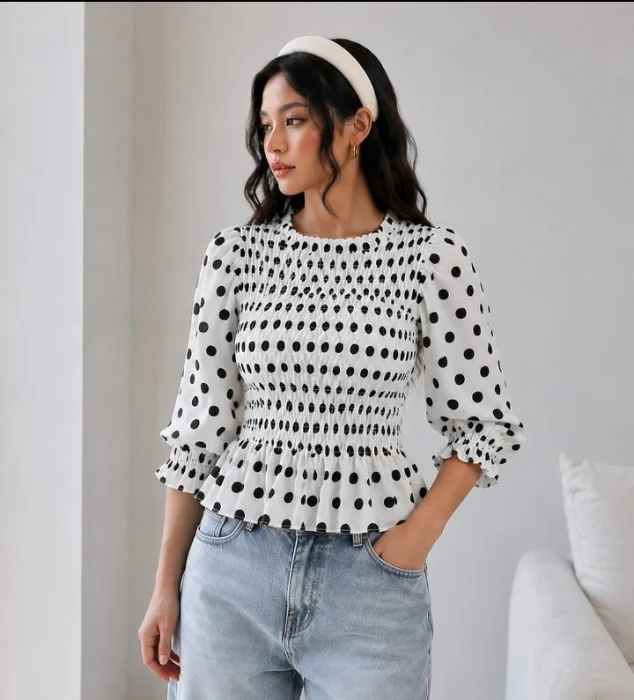 Blusa Frunce Cuello Alto