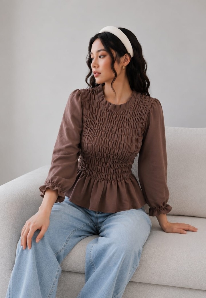 Blusa Frunce Cuello Alto - Imagen 2