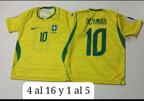 Camisetas Sublimadas Brasil Niño y Adulto