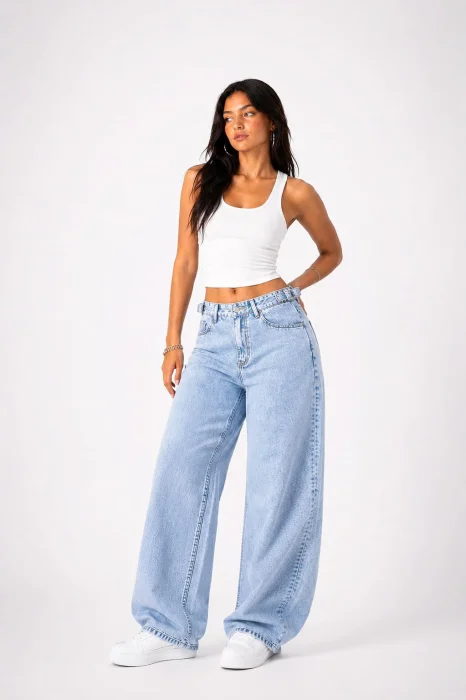 Jean Baggy Regulador Dama Pantalón Ancho Denim Mujer 2000's Ajustable Mayoristas