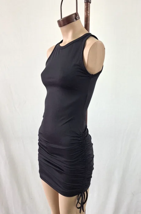 Vestido Fruncido Ambos Lados Microfibra