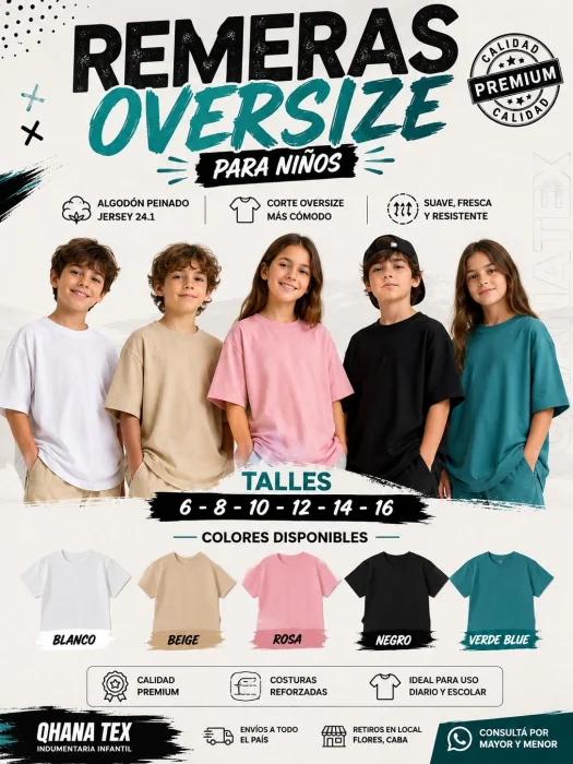Remeras Lisos Oversize Algodón Peinado