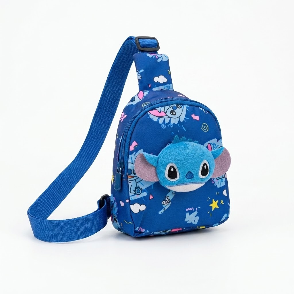 Mochilita Pechera de Stitch con Adorno, Mide 17cm X 12cm X 6cm Aprox, Marroquineria - Imagen 3