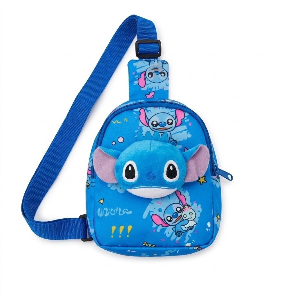Mochilita Pechera de Stitch con Adorno, Mide 17cm X 12cm X 6cm Aprox, Marroquineria - Imagen 6