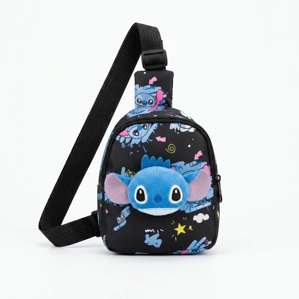 Mochilita Pechera de Stitch con Adorno, Mide 17cm X 12cm X 6cm Aprox, Marroquineria - Imagen 7
