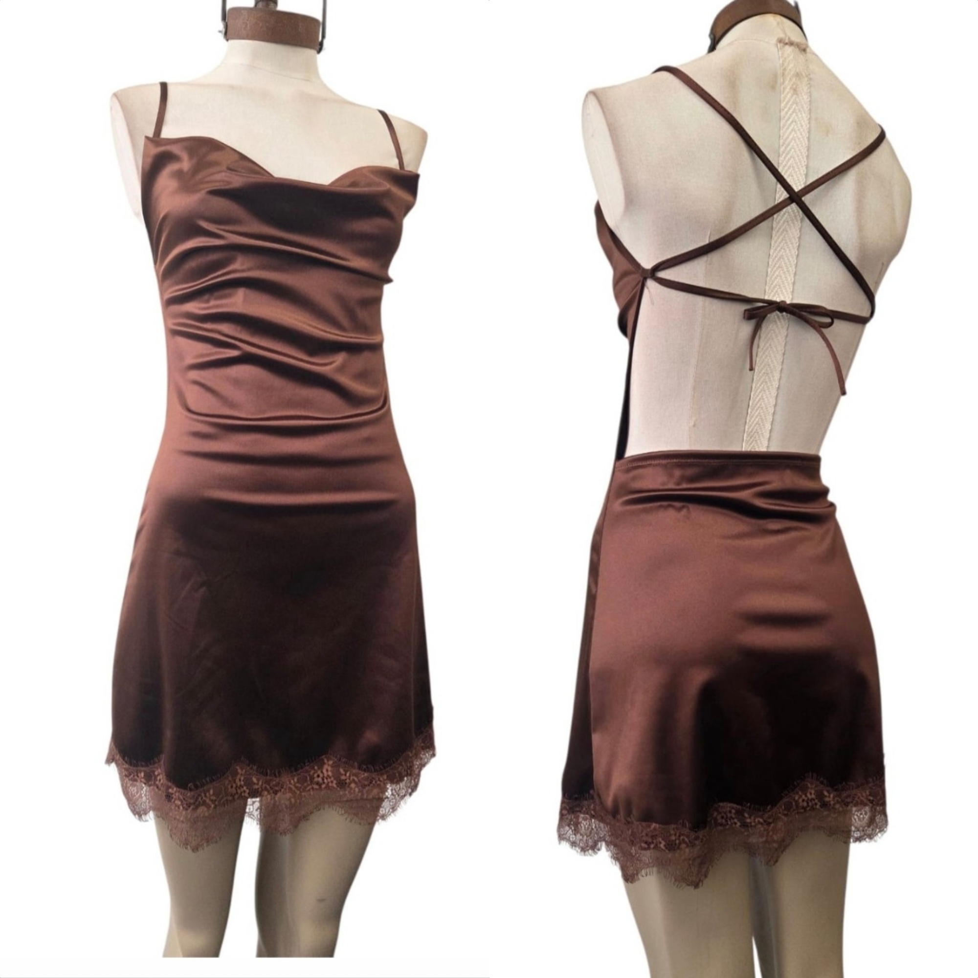Mini Vestido Saten con Puntillas - Imagen 3