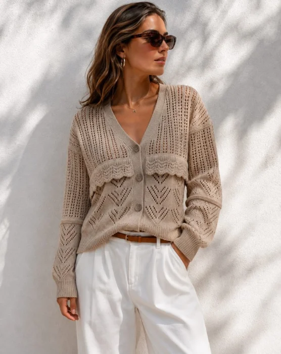 Cardigan Calado Hilo de Algodon