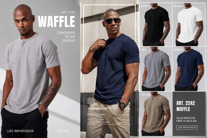 Remera Wafle Boton