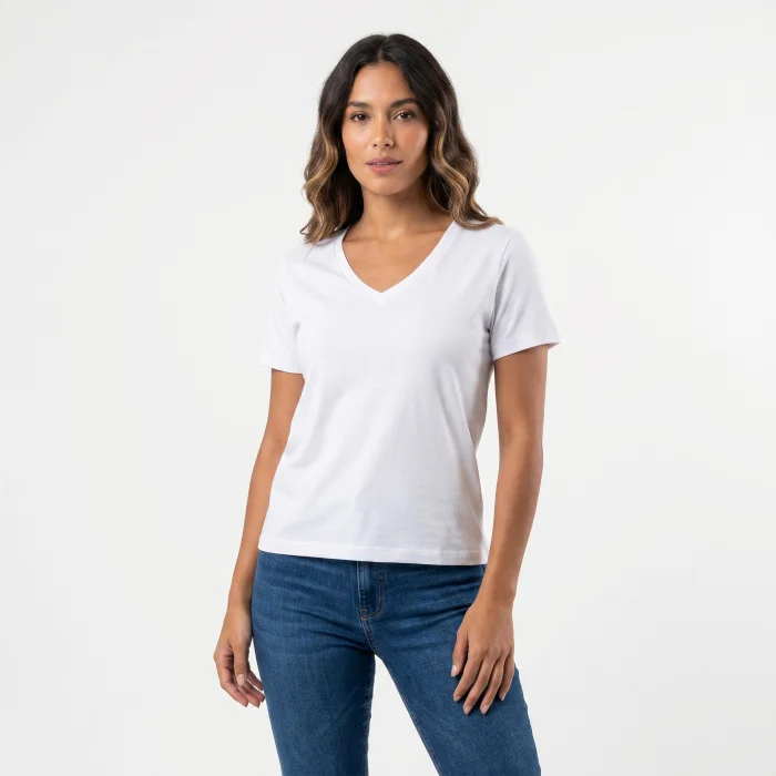 Remera Escote en V Lisa Algodón Peinado Premium 24.1