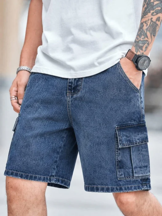 Bermuda Azul Cargo Hombre