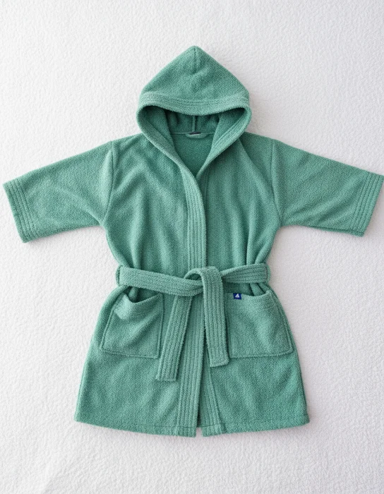 Bata de Baño Infantil Verde con Capucha | 100% Algodón | Absorvente Suave