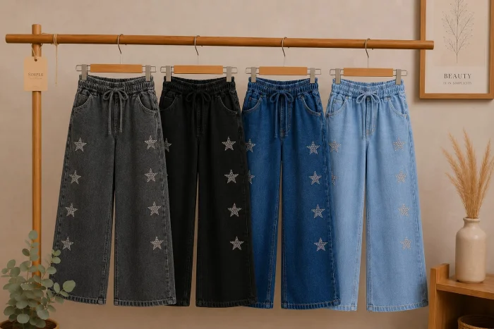 Palazzo Jeans con Brillo