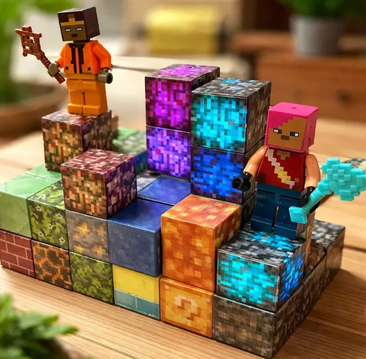 Bloques Magnéticos Luminosos Minicraft 102 Cubos+ 8 C/ Luz, 110 Total, Jugueteria - Imagen 1