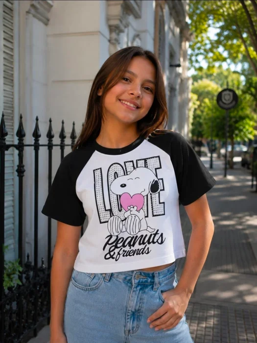 Remera Snoopy con Strass para Nena.