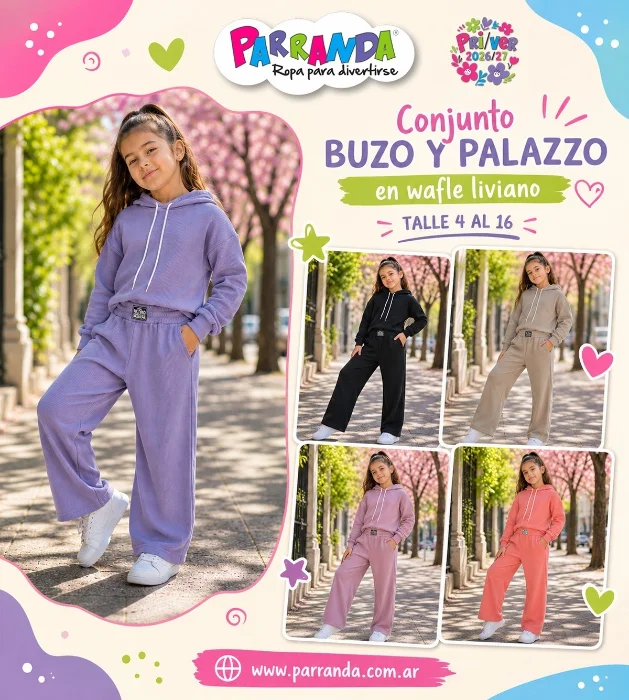 Conjunto Buzo y Palazzo Niña en Wafle