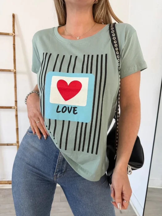 Remera Estampada Corazon 100% Algodón Premium