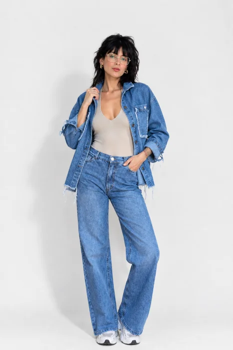 Camisaco Oversize de Jean Azul Nevado