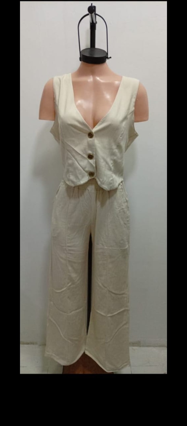 Conjunto Palazo y Chaleco de Lino Premium con Spandex para Dama Talles del 2 al 6 - Imagen 2