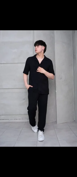Conjunto Pantalón y Camisa de Lino Premium con Spandex para Caballeros Talles  2 al 6