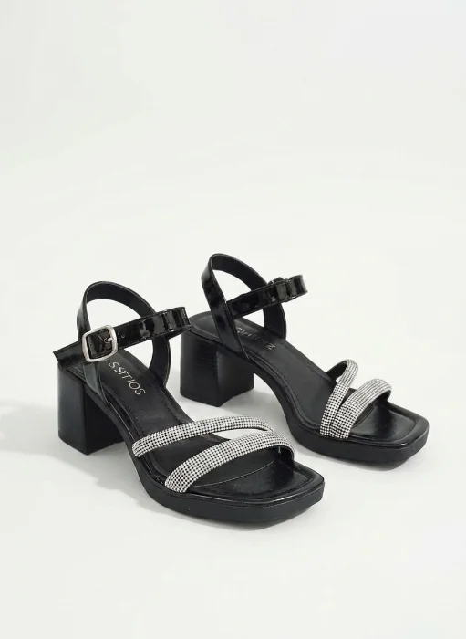 Strass Plateado Sandalias Fiesta