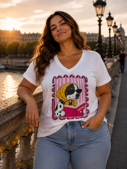 Remeras Cuello V Estampadas