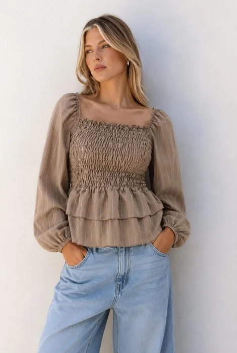 Blusa Frunce Doble Volado