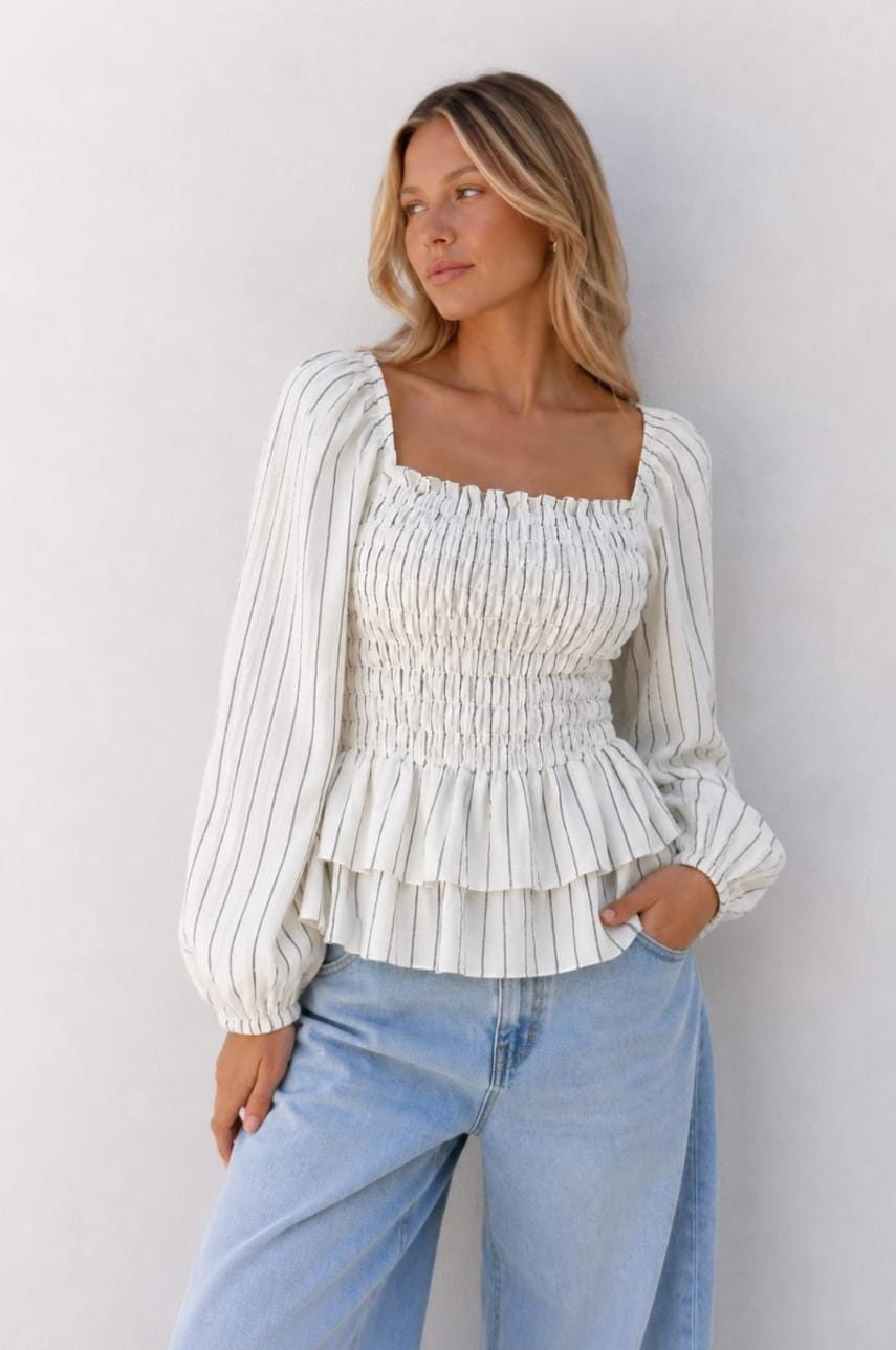 Blusa Frunce Doble Volado - Imagen 2